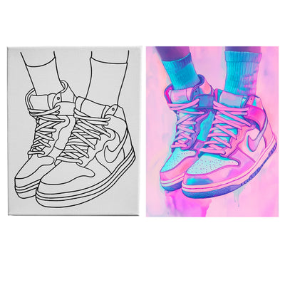 Sneaker Style 1 pre drawn canvas included in two pack bundle