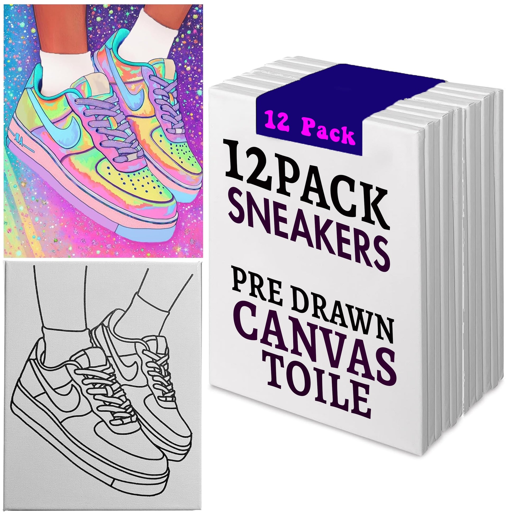 Sneaker Style 2 canvas only pack for paint and sip parties