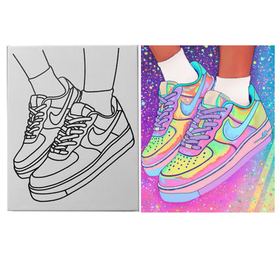 Sneaker Style 2 pre drawn canvas design for paint parties