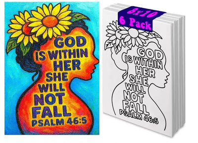 God Is Within Her Psalm 46 5 pre drawn canvas for Christian paint party