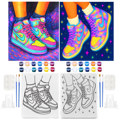 Sneaker Styles 3 and 4 two pack pre drawn canvas bundle for paint parties